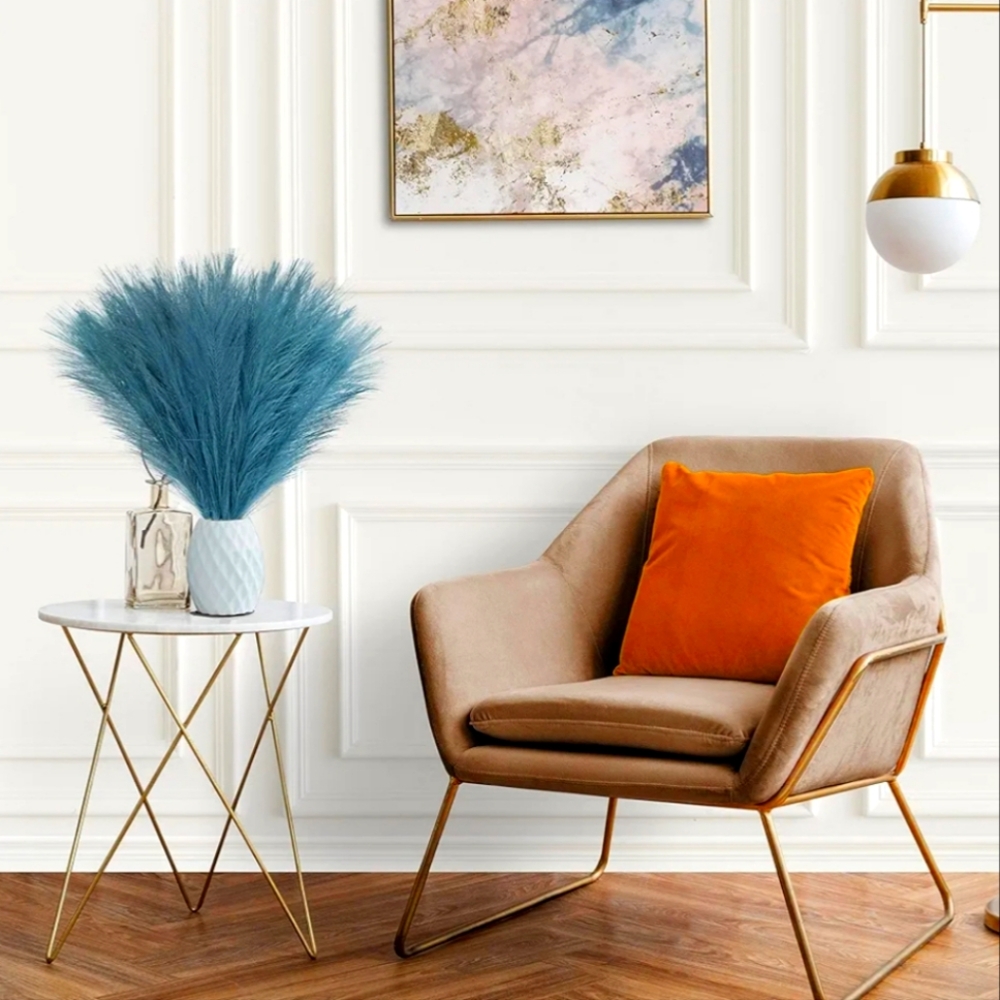 Large Faux Pampas Grass Bundle in Lakeblue - Fluffy Artificial Dried Plants NEW